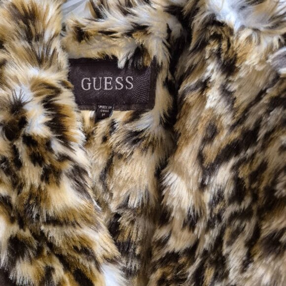 GUESS Women's Suede Leather Jacket with Animal Faux Fur Lining - NWT - M - Picture 4 of 9